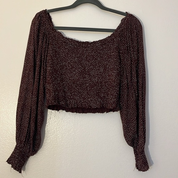 Urban Outfitters | New smocked crop blouse/top Womens size M blouson long sleeve - Picture 5 of 11